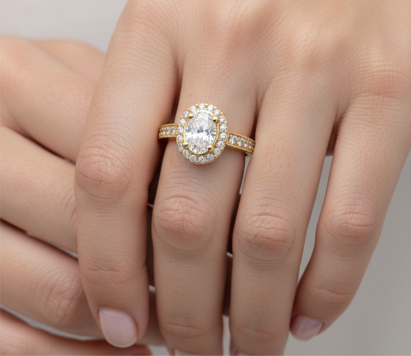 Oval Diamond Ring 1.55CTW in 14k Gold