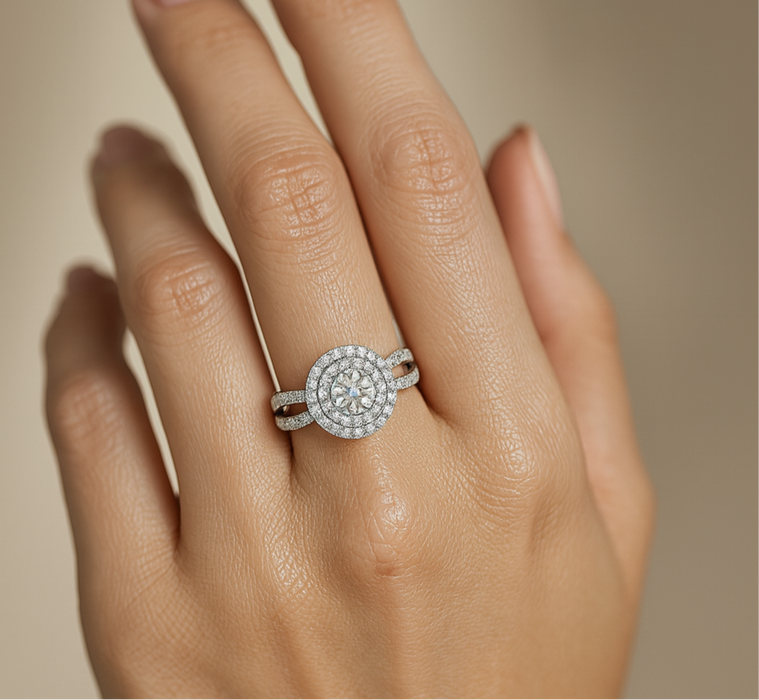 Lab Grown Round Diamond Ring 1.10CTW in 14k Gold