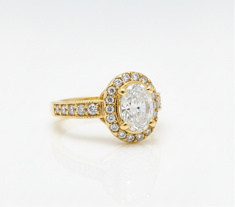 Oval Diamond Ring 1.55CTW in 14k Gold