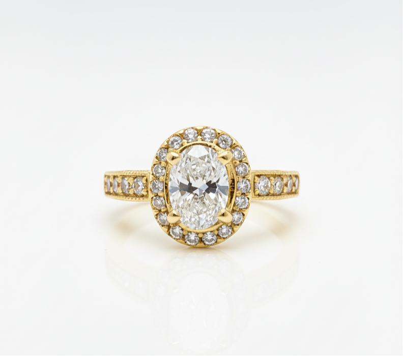 Oval Diamond Ring 1.55CTW in 14k Gold