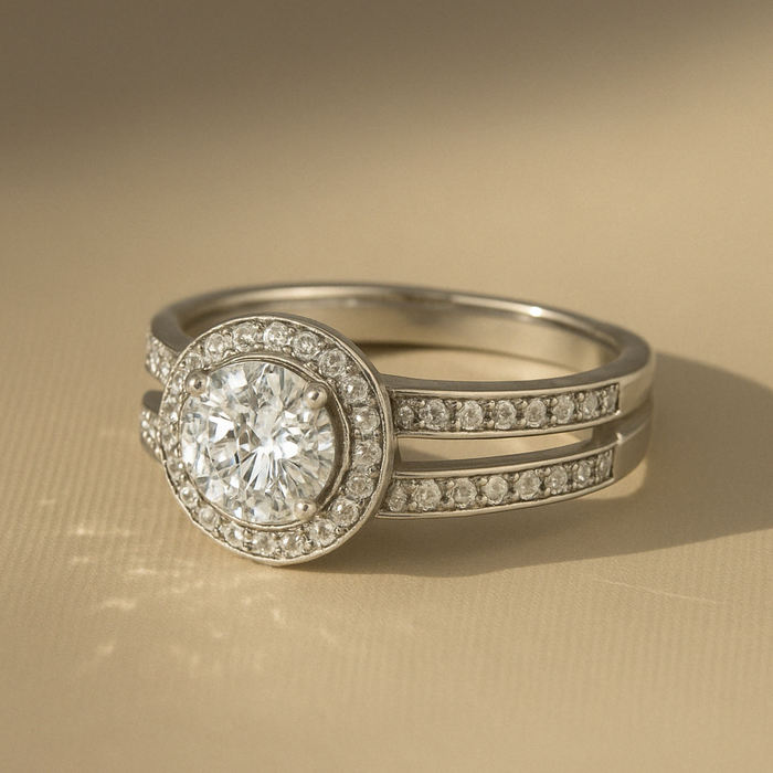 Split Band Lab Grown Diamond Engagement Ring 1.00CTW set in 14k Gold