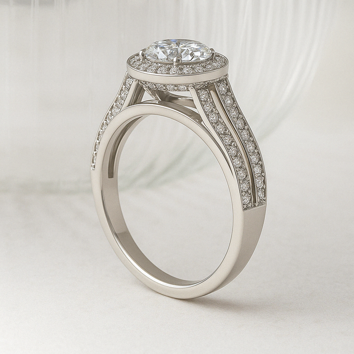 Split Band Lab Grown Diamond Engagement Ring 1.00CTW set in 14k Gold