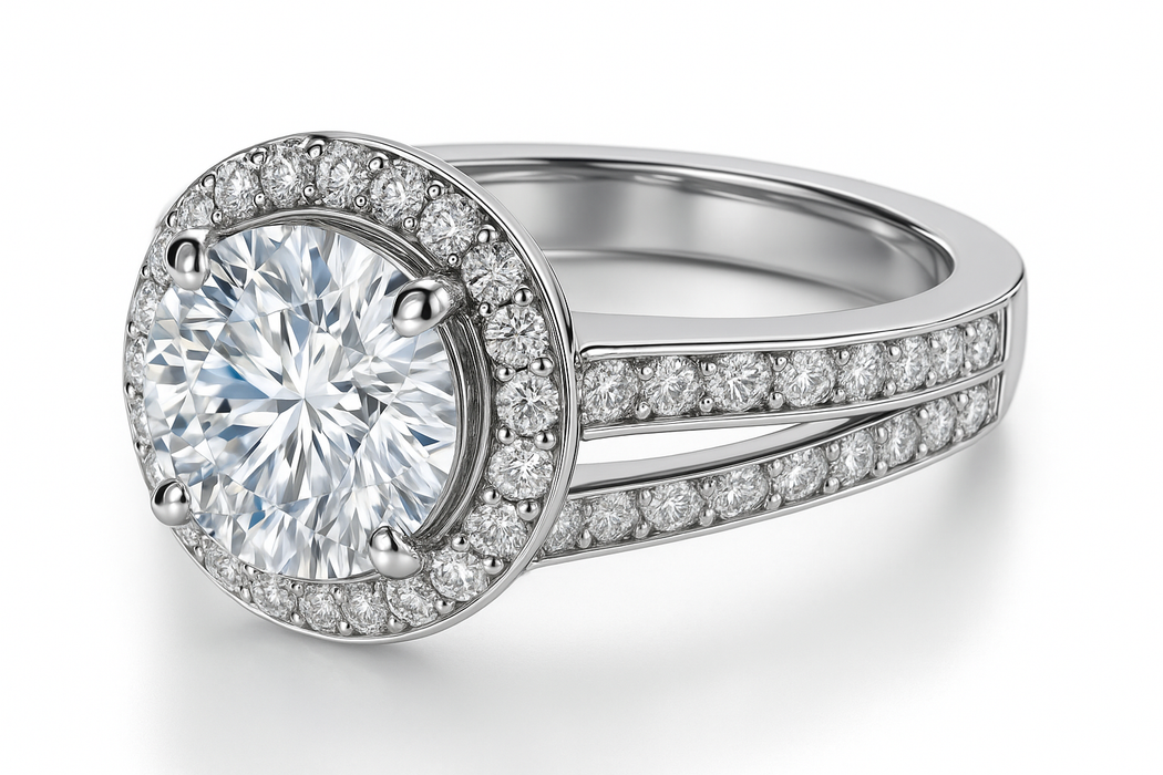 Split Band Lab Grown Diamond Engagement Ring 1.00CTW set in 14k Gold