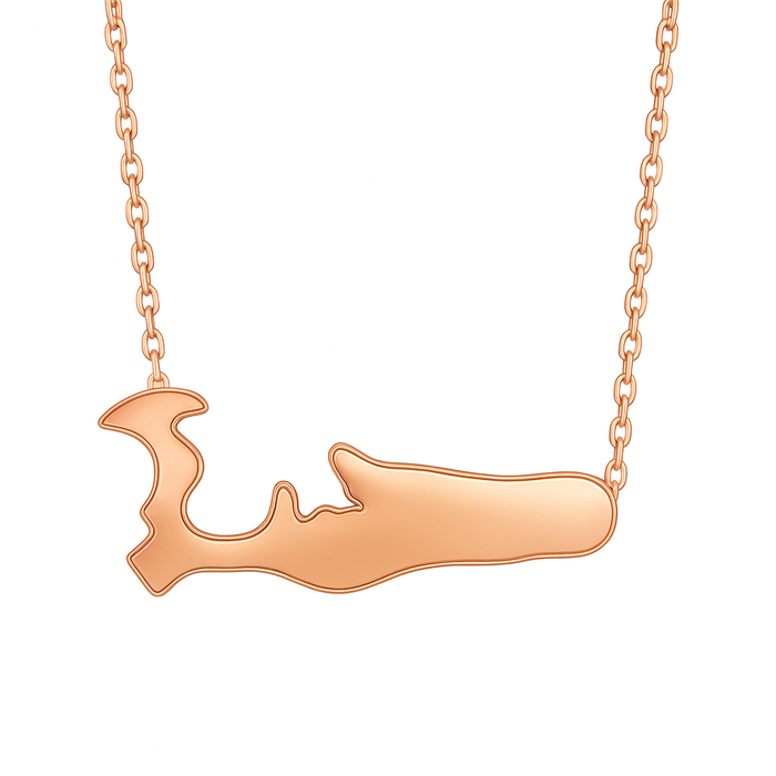 Large Grand Cayman Islands Map Necklace - 14k Yellow, White, or Rose Gold