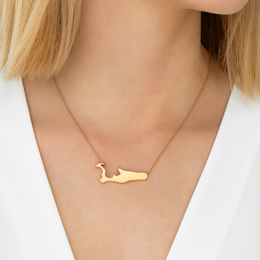 Large Grand Cayman Islands Map Necklace - 14k Yellow, White, or Rose Gold