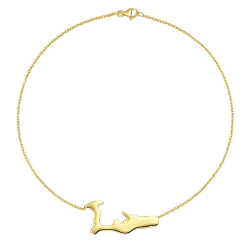 Large Grand Cayman Islands Map Anklet 14K Gold