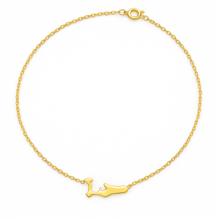 Small Grand Cayman Islands Map Anklet 14K Gold