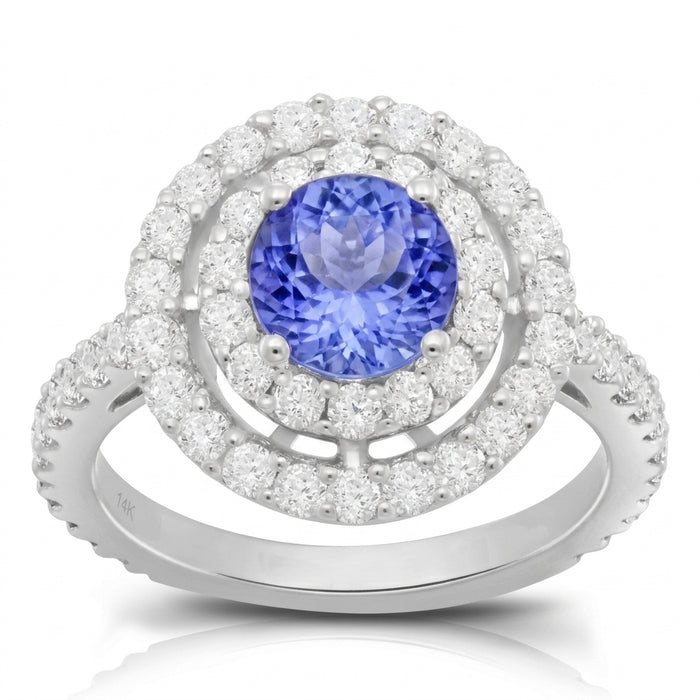 Tanzanite 0.80 ct tw Ring with 0.85 ct tw diamonds in 14kt Gold