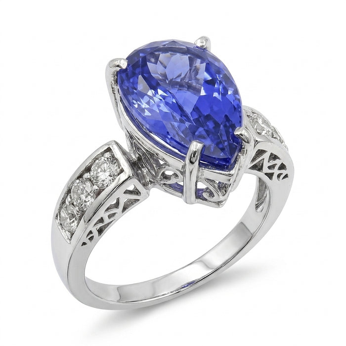Tanzanite 11.61ct tw Ring with 0.65ct tw Diamonds in 14kt Gold