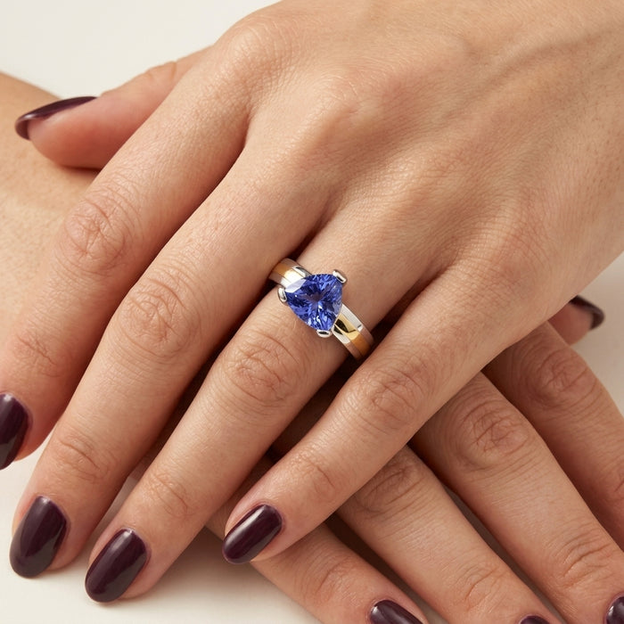 Tanzanite 0.90ct tw Ring & Platinum/18kt Gold