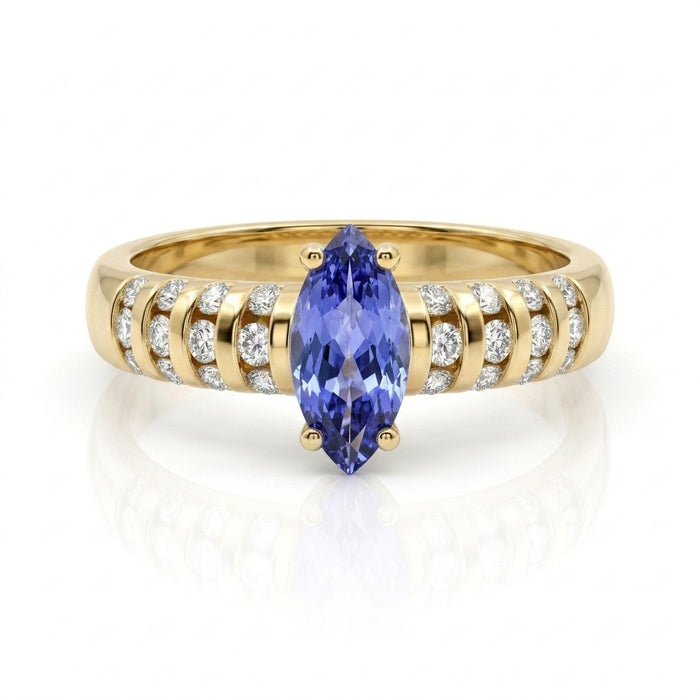 Tanzanite 0.50 ct tw Ring with 0.20ct tw Diamonds in 14kt Gold