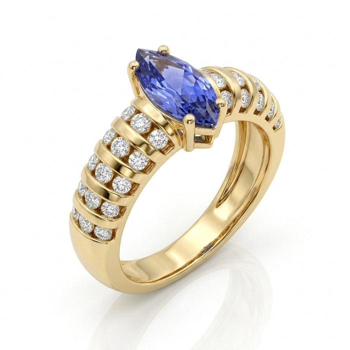 Tanzanite 0.50 ct tw Ring with 0.20ct tw Diamonds in 14kt Gold