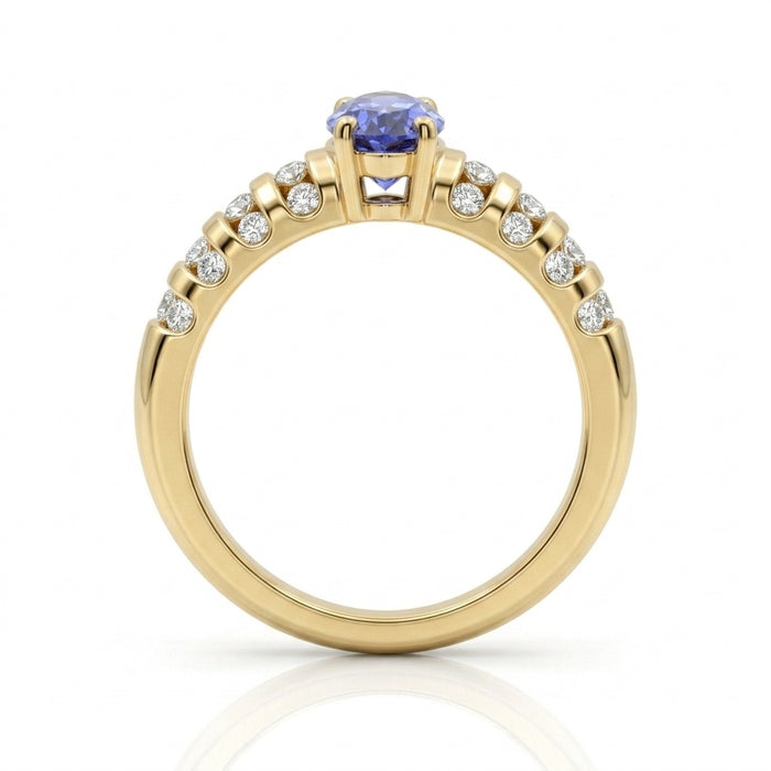 Tanzanite 0.50 ct tw Ring with 0.20ct tw Diamonds in 14kt Gold