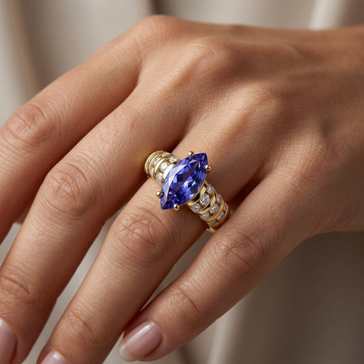 Tanzanite 0.50 ct tw Ring with 0.20ct tw Diamonds in 14kt Gold
