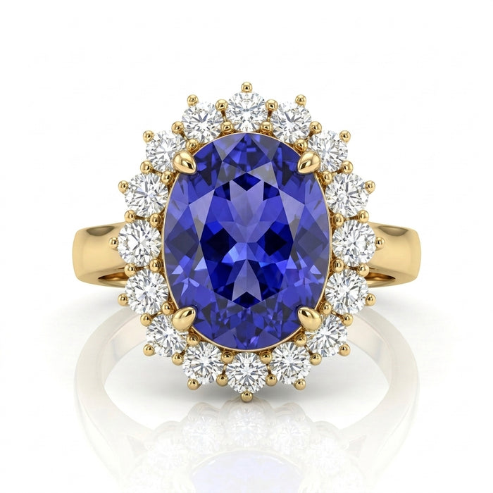 Tanzanite 18.20ct tw Ring with  2.50ct Diamonds in 14kt Gold