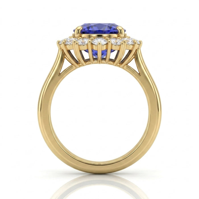 Tanzanite 18.20ct tw Ring with  2.50ct Diamonds in 14kt Gold