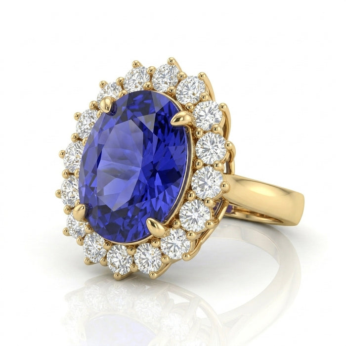 Tanzanite 18.20ct tw Ring with  2.50ct Diamonds in 14kt Gold