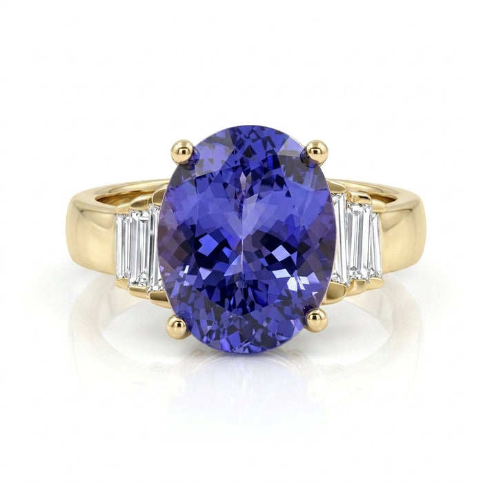 Tanzanite 7.01ct tw Ring with 0.70 Diamonds in 14kt Gold