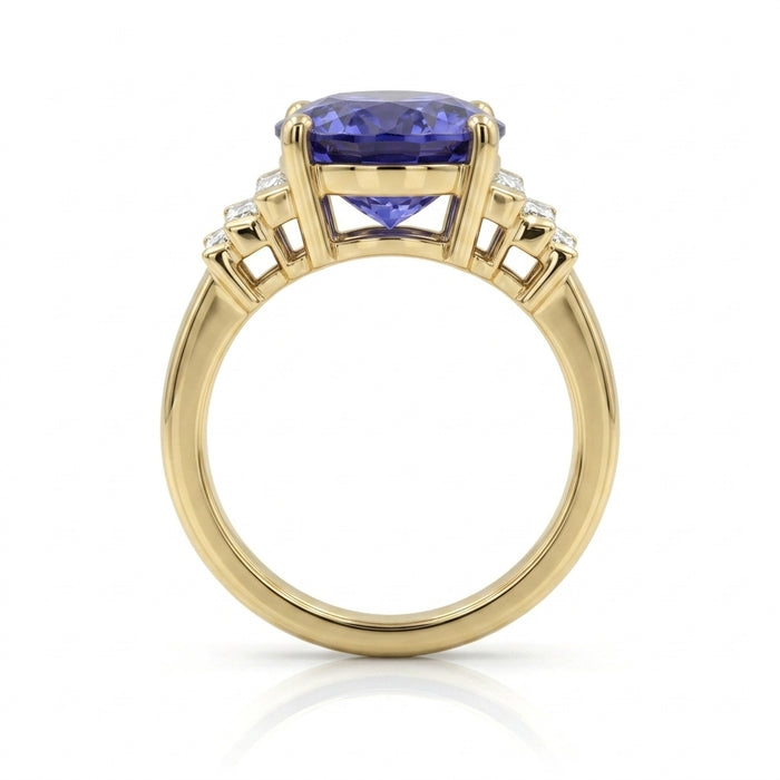 Tanzanite 7.01ct tw Ring with 0.70 Diamonds in 14kt Gold