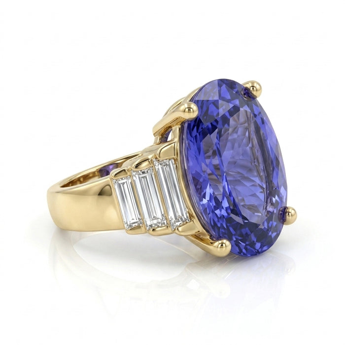 Tanzanite 7.01ct tw Ring with 0.70 Diamonds in 14kt Gold