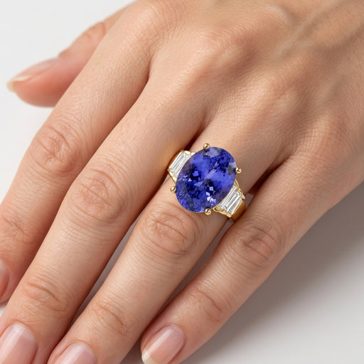Tanzanite 7.01ct tw Ring with 0.70 Diamonds in 14kt Gold