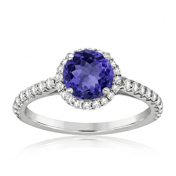 Tanzanite 1.00 ct tw Ring with 0.45 ct tw diamonds & 14kt Gold