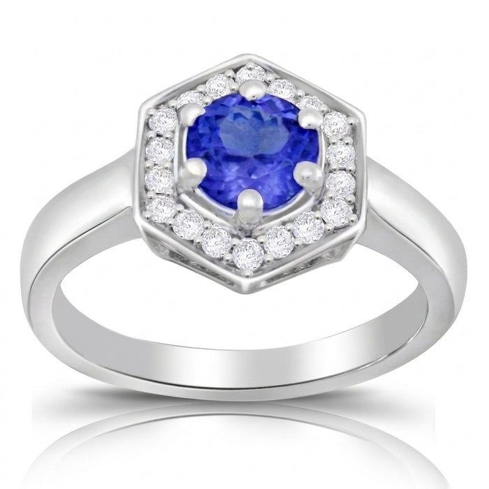 Tanzanite 0.85 ct tw Ring with 0.36 ct tw Diamonds in 14kt Gold