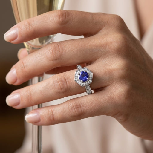 Tanzanite 0.85 ct tw Ring with 0.36 ct tw Diamonds in 14kt Gold