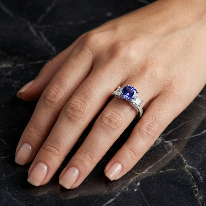 Tanzanite 0.84 ct tw Ring with 1.52 ct tw Diamonds in 14kt Gold