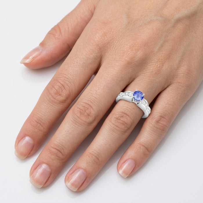 Tanzanite 0.82 ct tw Ring with 0.58 ct tw Diamonds in 14kt Gold