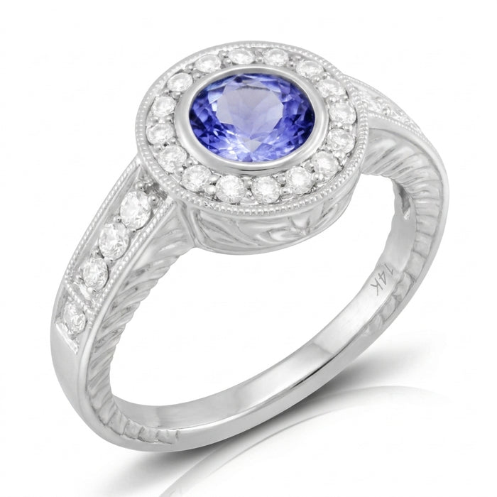 Tanzanite 0.78 ct tw Ring with 0.56 ct tw Diamonds in 14kt Gold