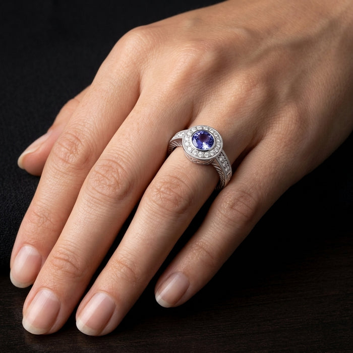 Tanzanite 0.78 ct tw Ring with 0.56 ct tw Diamonds in 14kt Gold