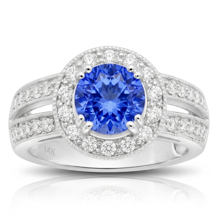 Tanzanite 0.85 ct tw Ring with 0.47 ct tw Diamonds in 14kt Gold