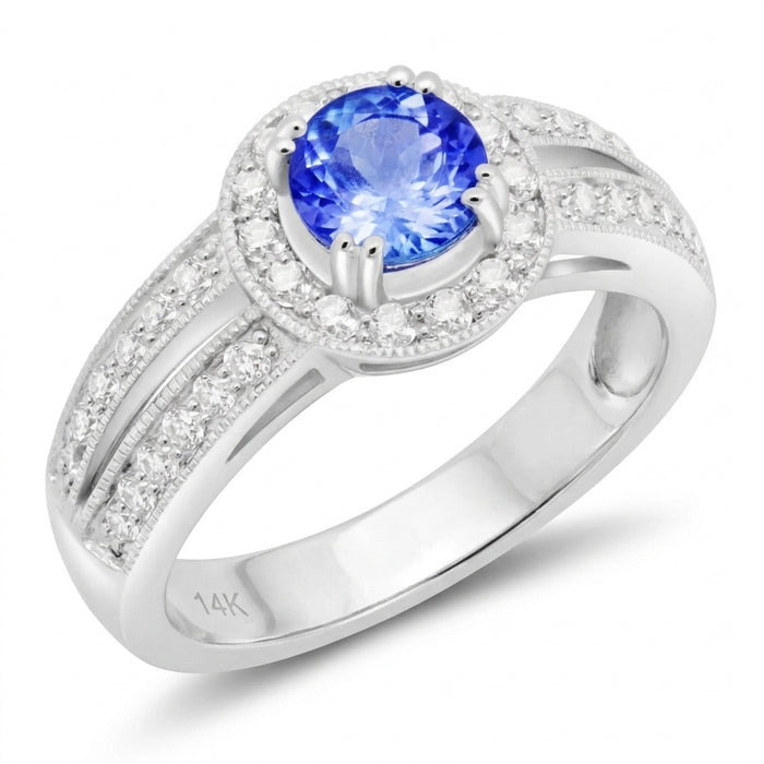 Tanzanite 0.85 ct tw Ring with 0.47 ct tw Diamonds in 14kt Gold