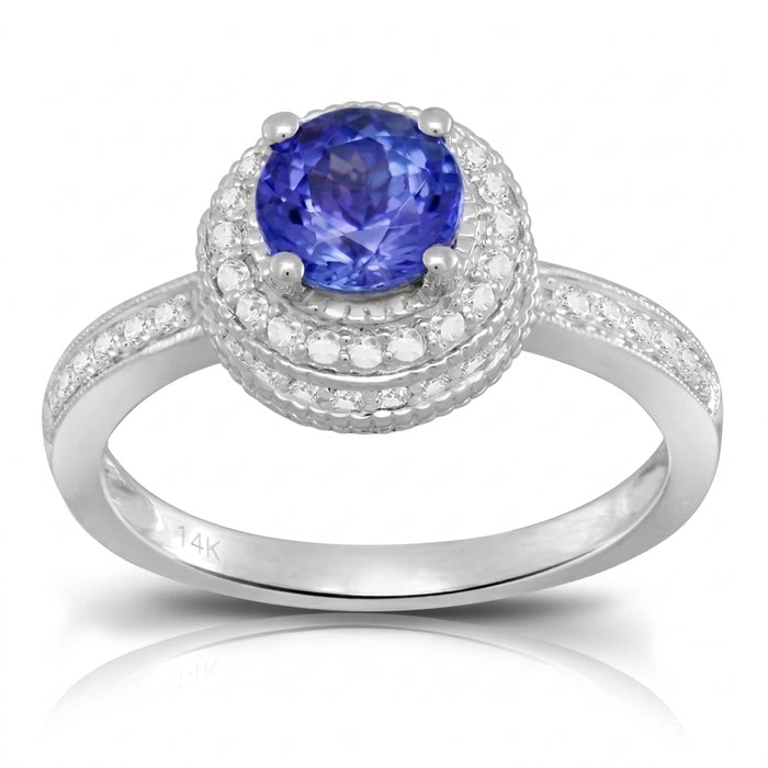 Tanzanite 0.78 ct tw Ring with 0.62 ct tw Diamonds in 14kt Gold