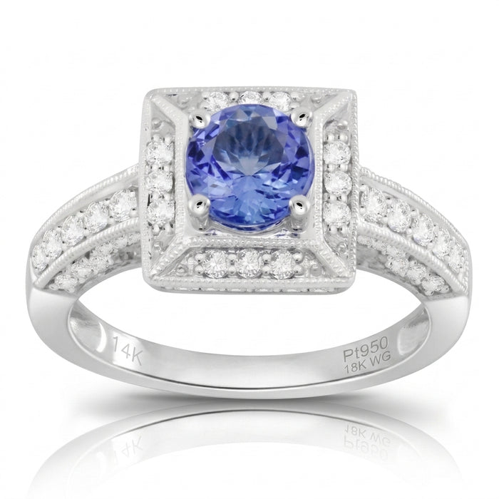 Tanzanite 0.85 ct tw Ring with 0.35 ct tw diamonds & 14kt Gold