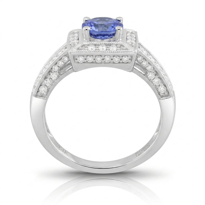 Tanzanite 1.00 ct tw Ring with 0.75 ct tw diamonds & 14kt Gold