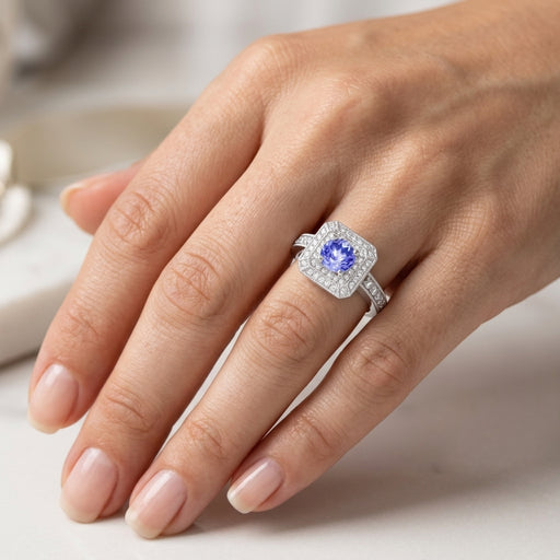 Tanzanite 1.00 ct tw Ring with 0.50 ct tw diamonds & 14kt Gold