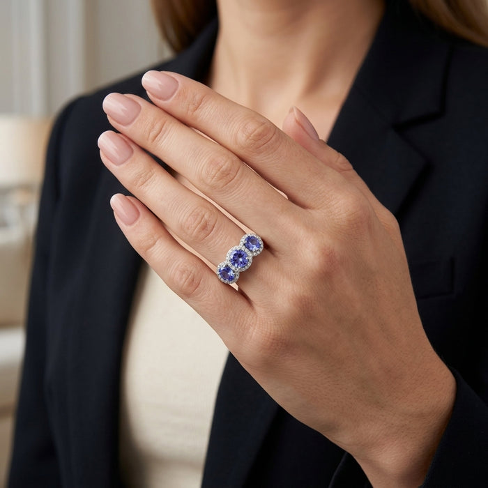 Tanzanite 2.50 ct tw Ring with 0.35 ct tw Diamonds & 14kt Gold