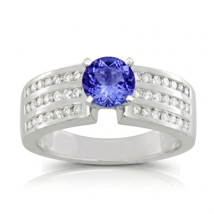 Tanzanite 0.80 ct tw Ring with 0.60 ct tw Diamonds in 14kt Gold