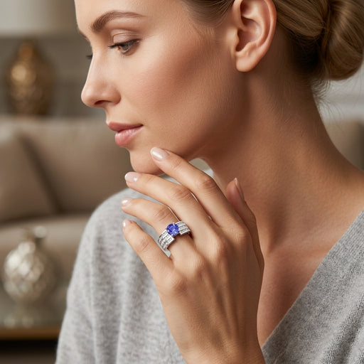 Tanzanite 0.80 ct tw Ring with 0.60 ct tw Diamonds in 14kt Gold