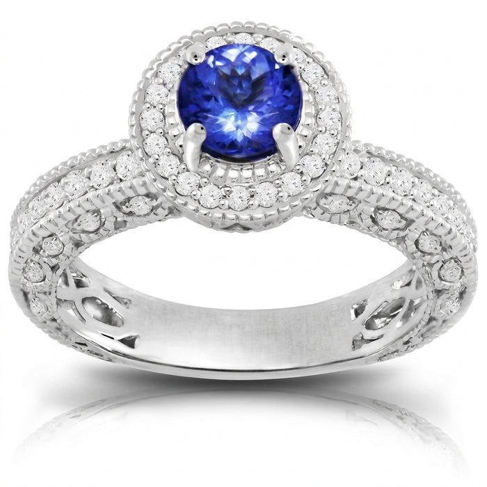 Tanzanite 0.85 ct tw Ring with 0.45 ct tw Diamonds & 14kt Gold