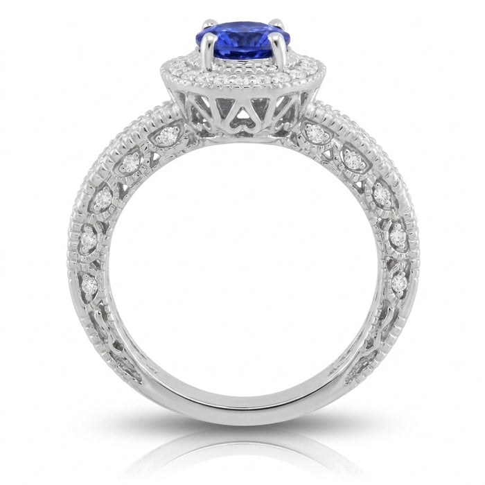 Tanzanite 0.85 ct tw Ring with 0.45 ct tw Diamonds & 14kt Gold