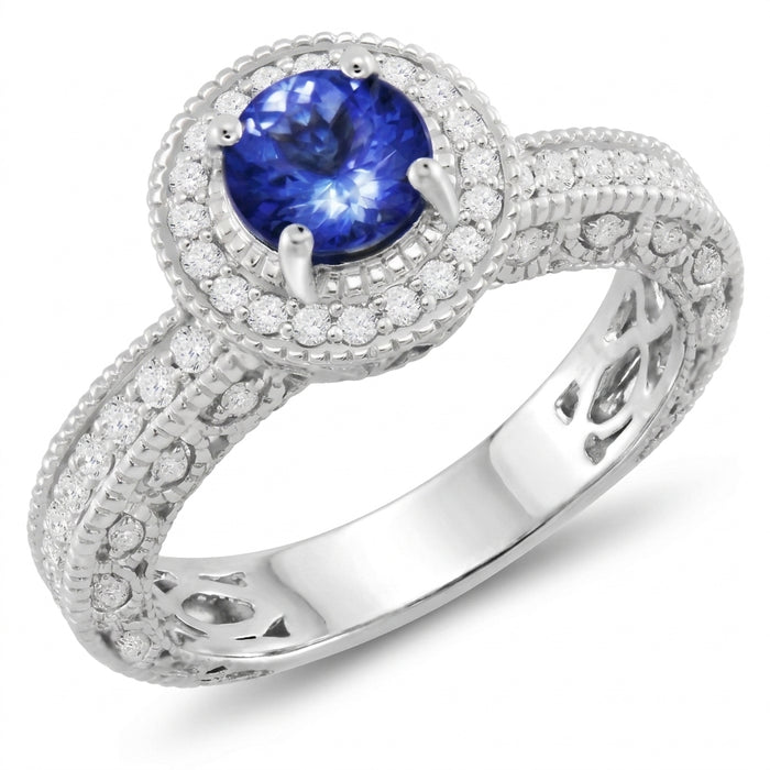 Tanzanite 0.85 ct tw Ring with 0.45 ct tw Diamonds & 14kt Gold