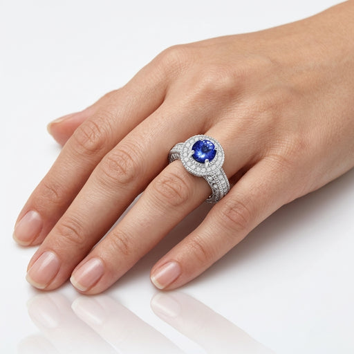 Tanzanite 0.85 ct tw Ring with 0.45 ct tw Diamonds & 14kt Gold