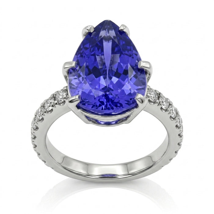 Tanzanite 11.10ct tw Ring with 0.52ct tw Diamonds in 14kt Gold