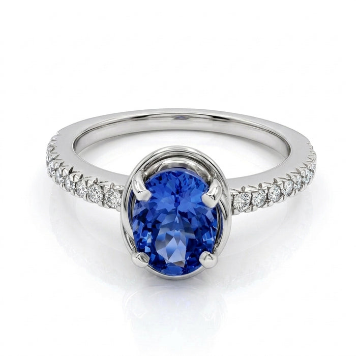 Tanzanite 1.40ct tw Ring with 0.25ct tw Diamonds in 14kt Gold