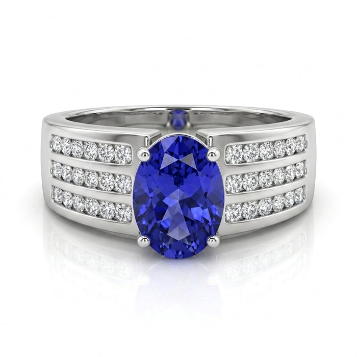 Tanzanite 1.25ct Ring with 0.70ct Diamonds in 14kt Gold