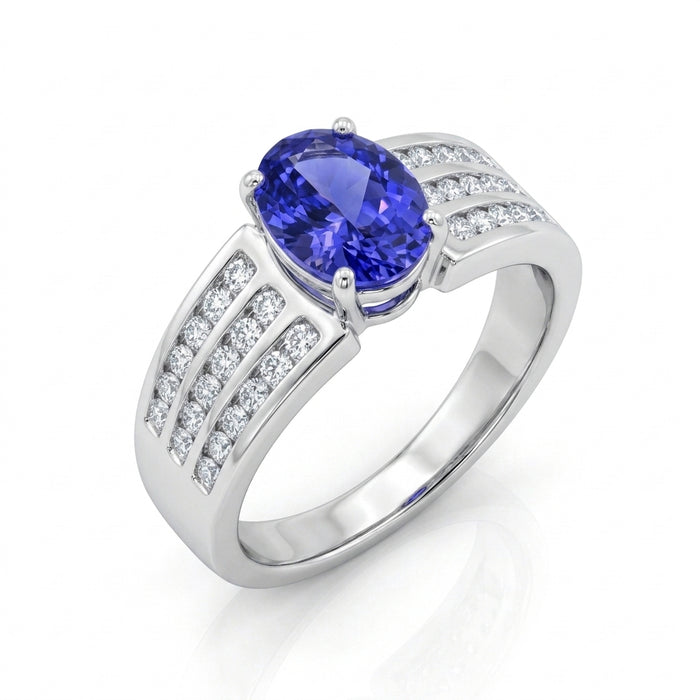 Tanzanite 1.25ct Ring with 0.70ct Diamonds in 14kt Gold