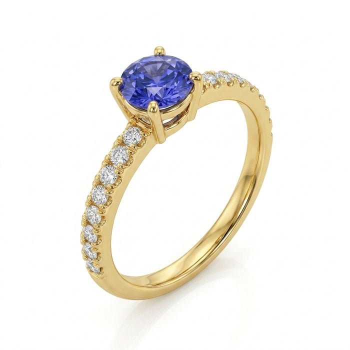Tanzanite 0.50ct Ring with 0.40ct Diamonds in 14kt Gold
